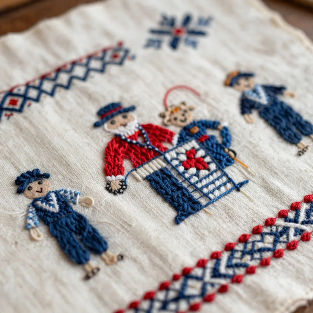 Heavily repaired wool sock showing multiple darning layers